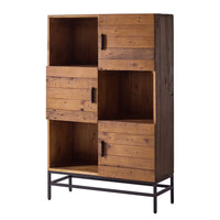 Wooden Chest of Drawer with Cabinet Storage for Living Room in Natural Finish