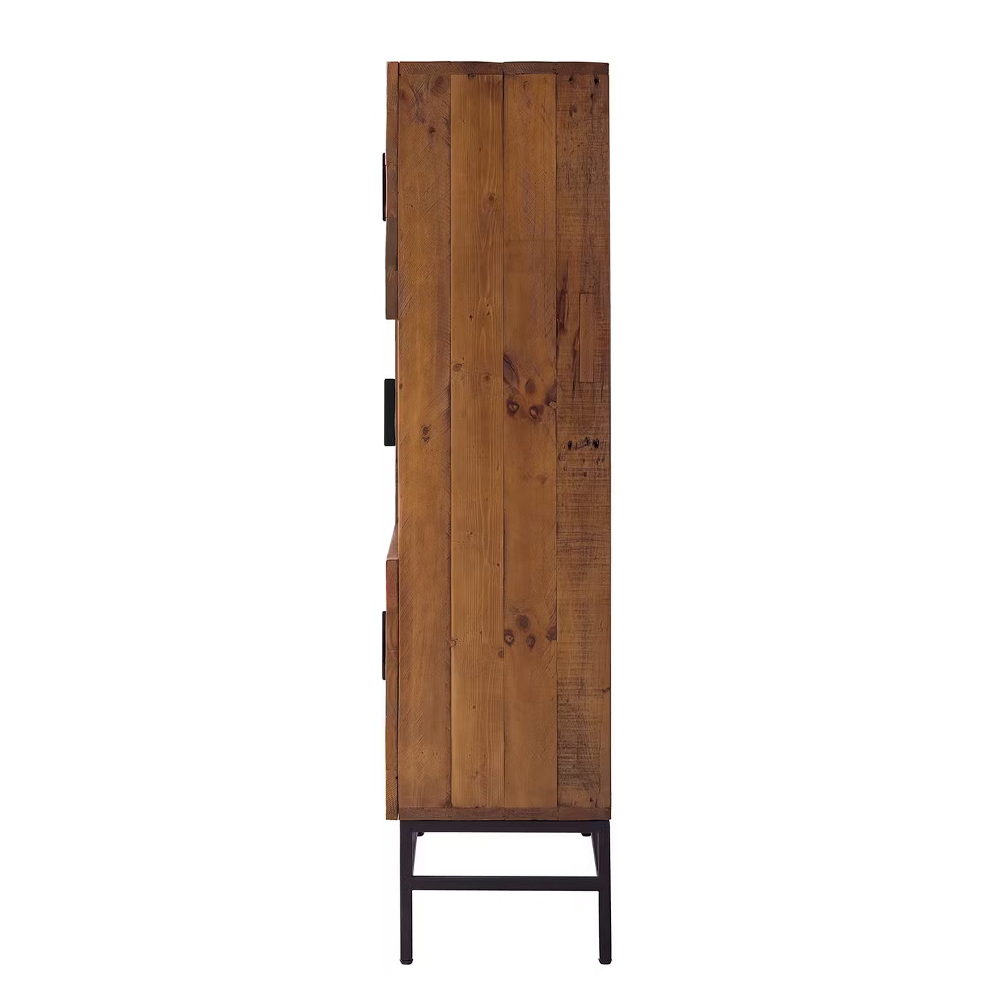 Wooden Chest of Drawer with Cabinet Storage for Living Room in Natural Finish