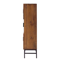 Wooden Chest of Drawer with Cabinet Storage for Living Room in Natural Finish