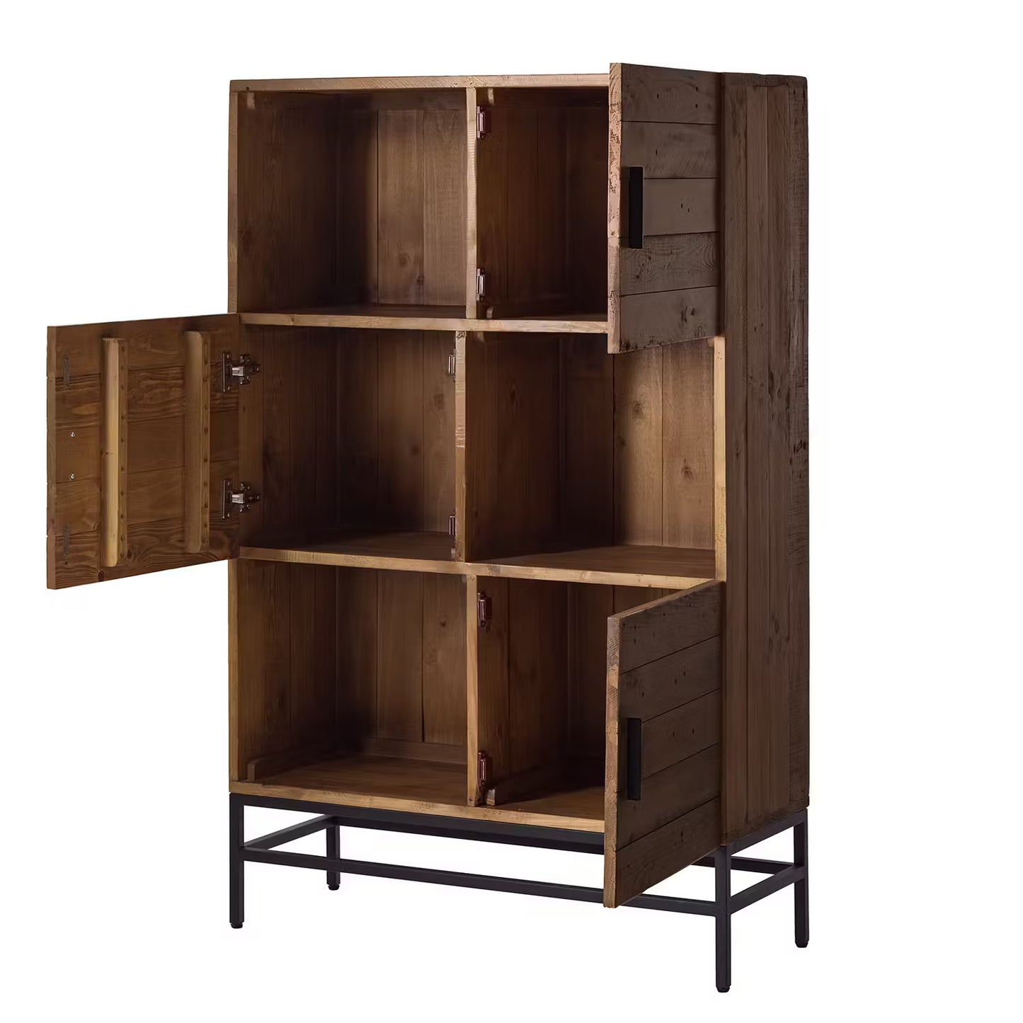 Wooden Chest of Drawer with Cabinet Storage for Living Room in Natural Finish