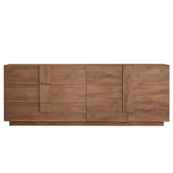Wooden Sideboard with Textured Panel Details for Living Storage - alternate