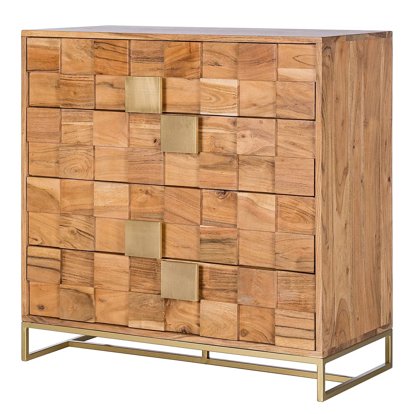 Solid Wood Chest of Drawer for Living Room in Natural Finish