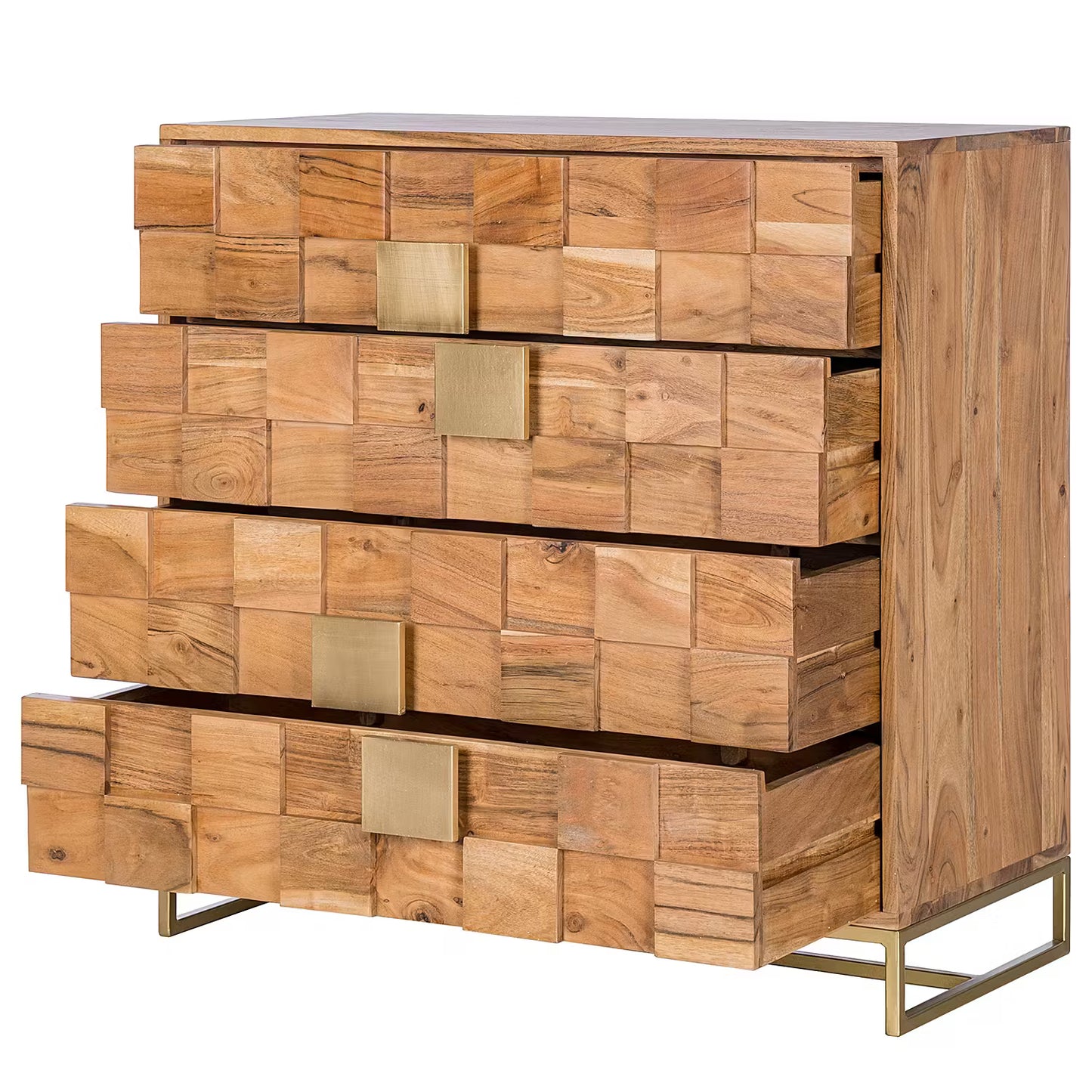 Solid Wood Chest of Drawer for Living Room in Natural Finish