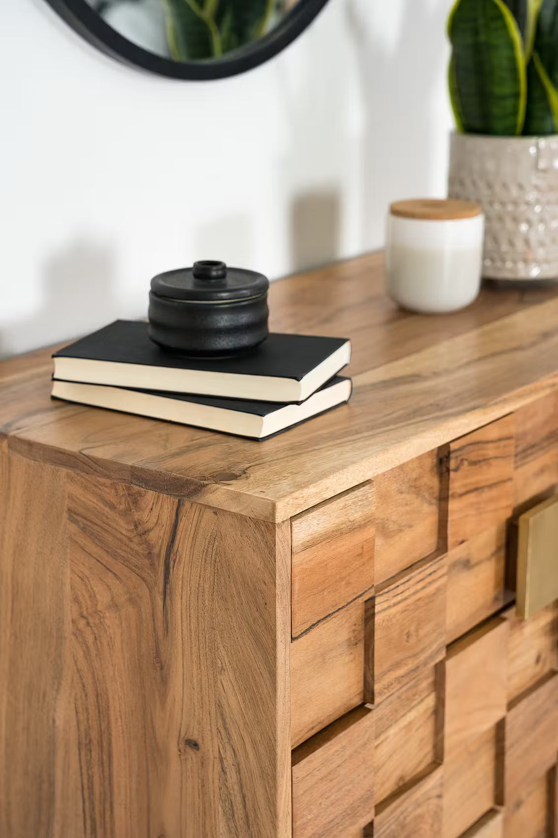 Solid Wood Chest of Drawer for Living Room in Natural Finish