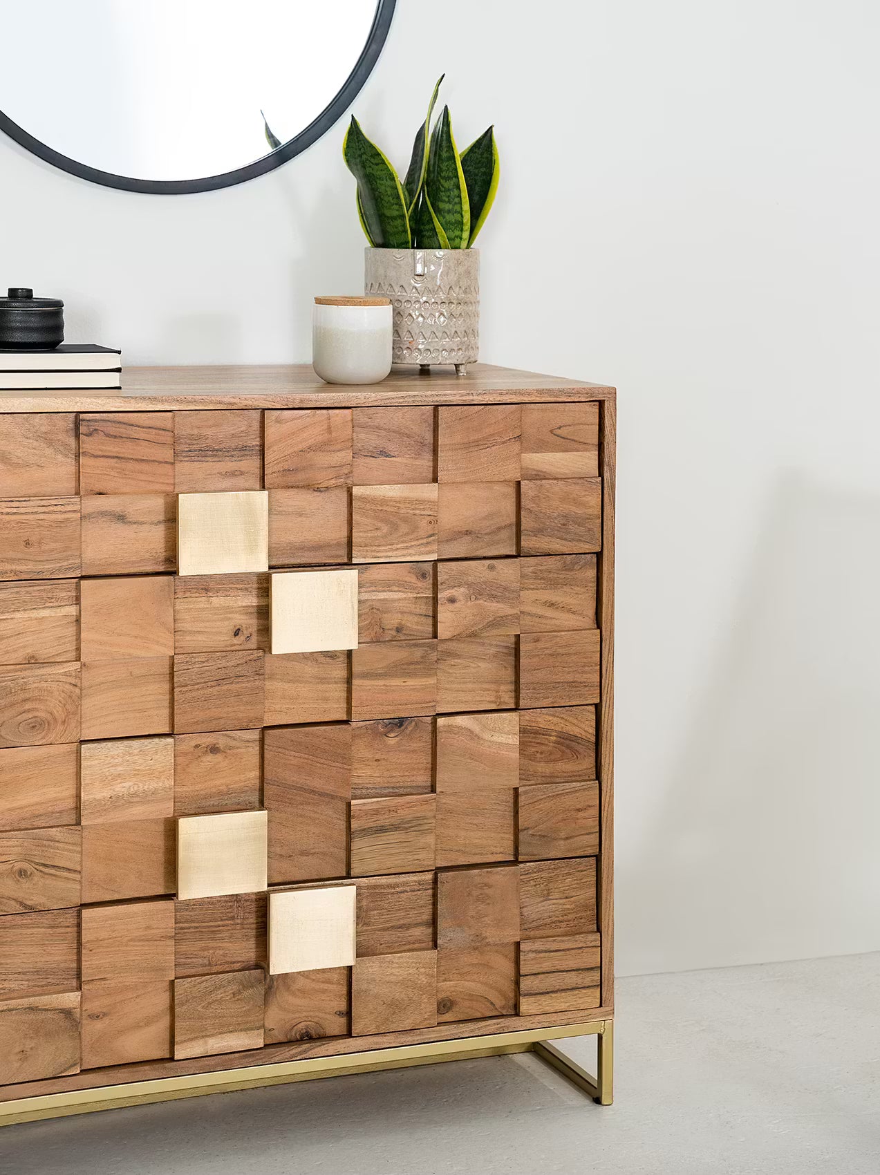 Solid Wood Chest of Drawer for Living Room in Natural Finish