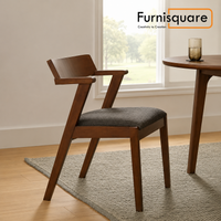 Wooden Dining Chair with Cushioned Seat in Walnut Finish