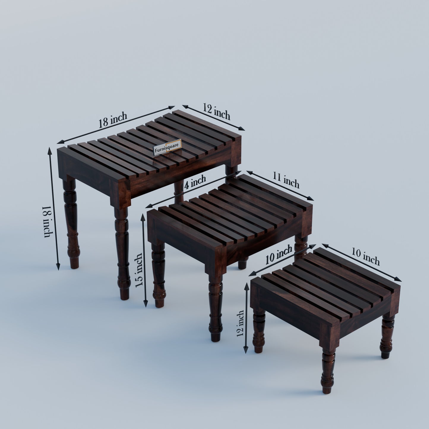 Sheesam Nesting Tables Set of 3 Stools for Decor & Living Room