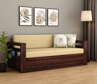 Wooden 3 Seater Sofa Cum Bed for Living Room