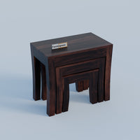 Solid Wood Nesting Tables Set of 3 Stools for Living Room