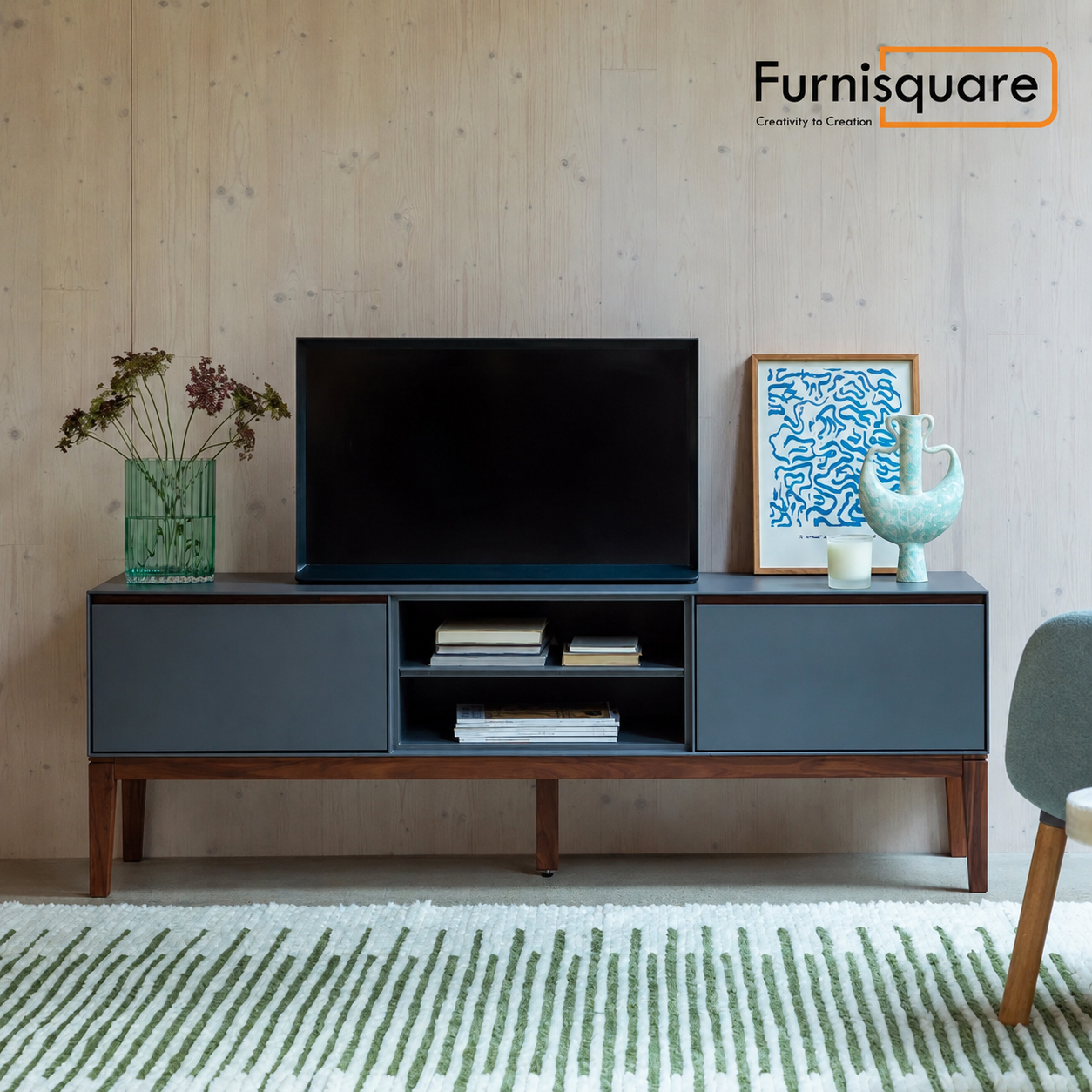 Wooden TV unit with Storage for Entertainment Space