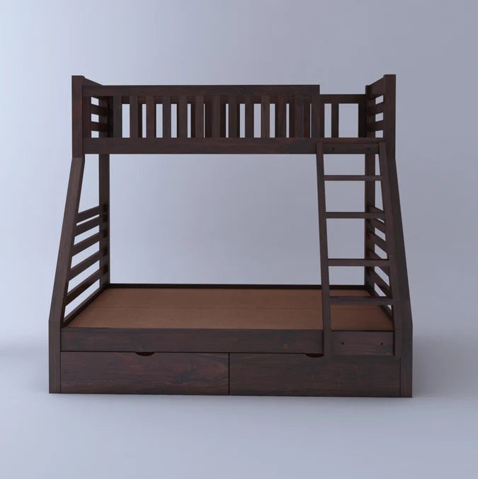 Solid Sheesham Wooden Bunk Bed with Storage Drawers