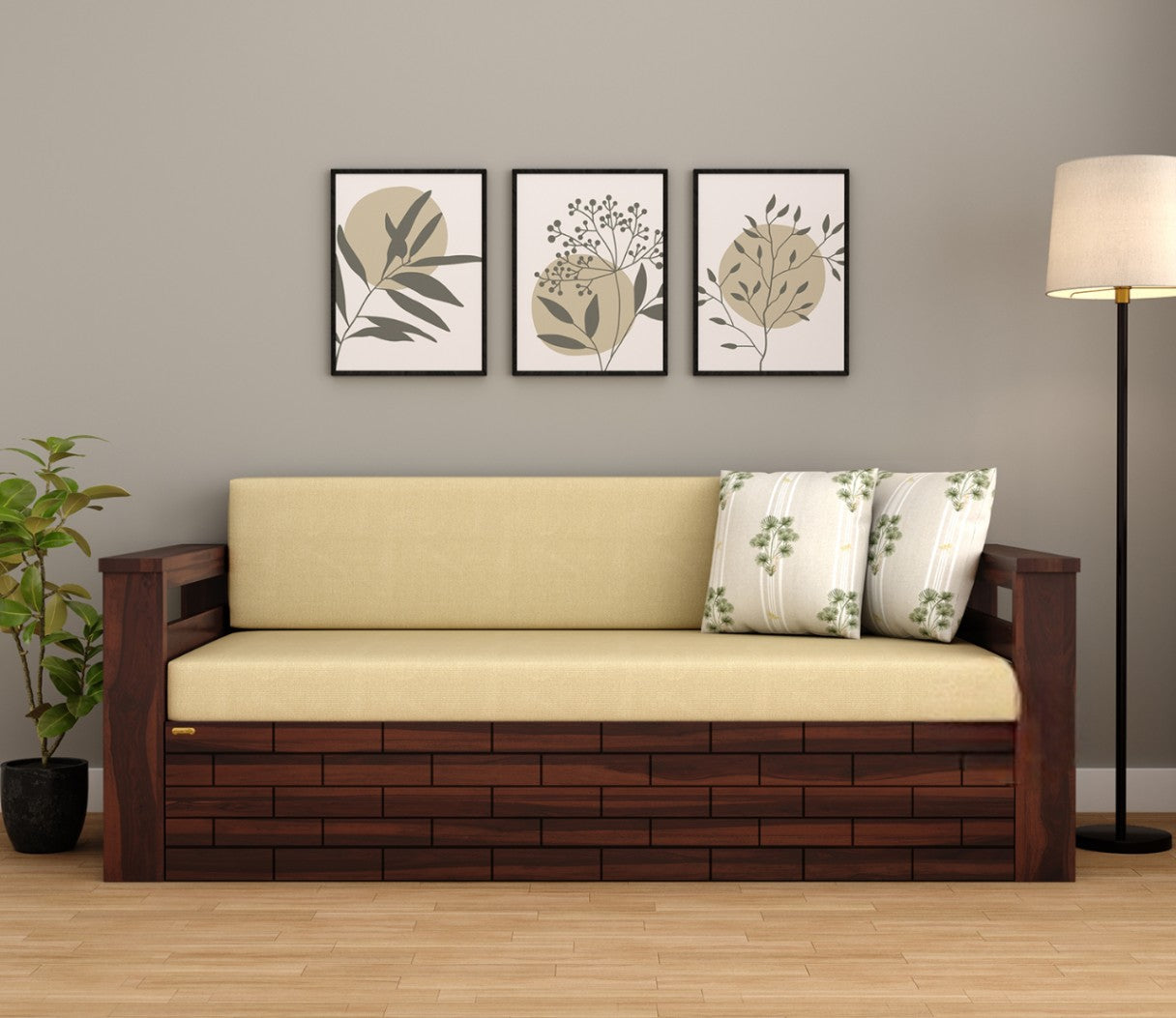 Wooden 3 Seater Sofa Cum Bed for Living Room