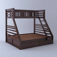 Solid Sheesham Wooden Bunk Bed with Storage Drawers