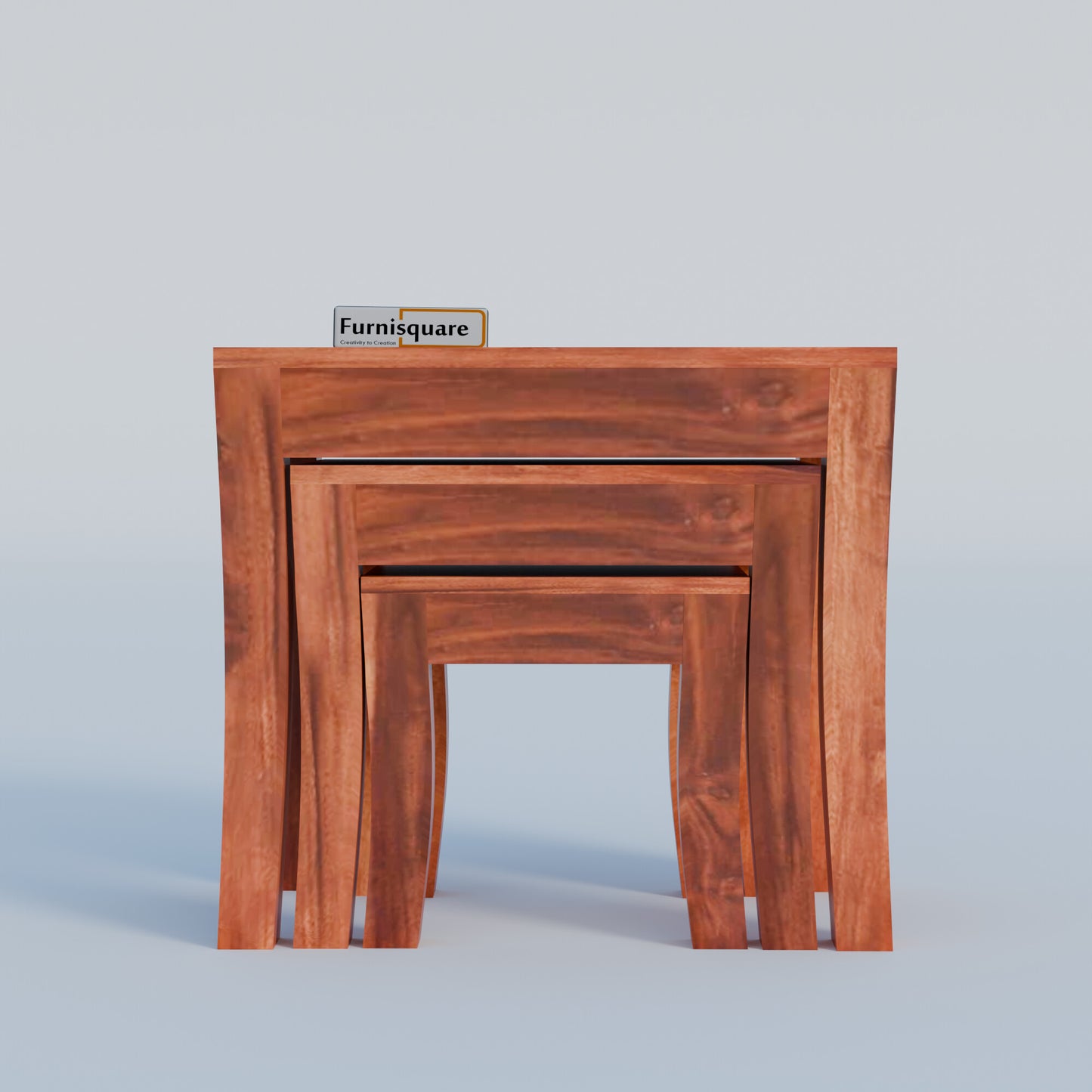 Solid Wood Nesting Tables Set of 3 Stools for Living Room
