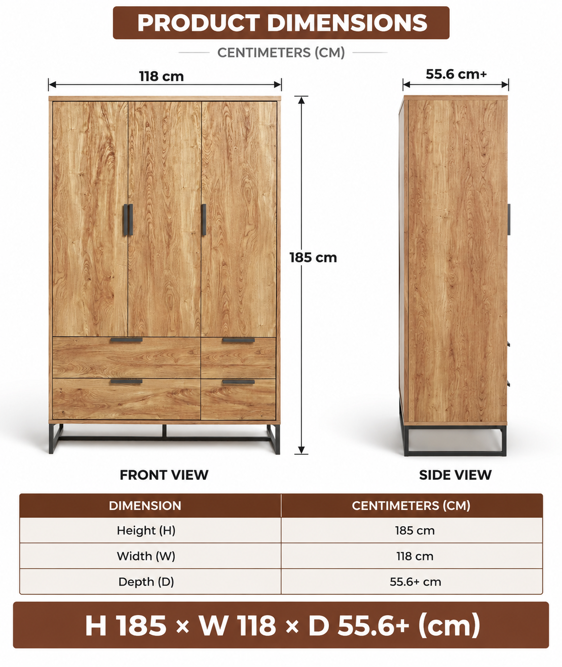 Wooden Wardrobe with Drawer Storage for Bedroom