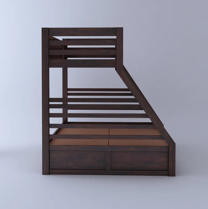 Solid Sheesham Wooden Bunk Bed with Storage Drawers