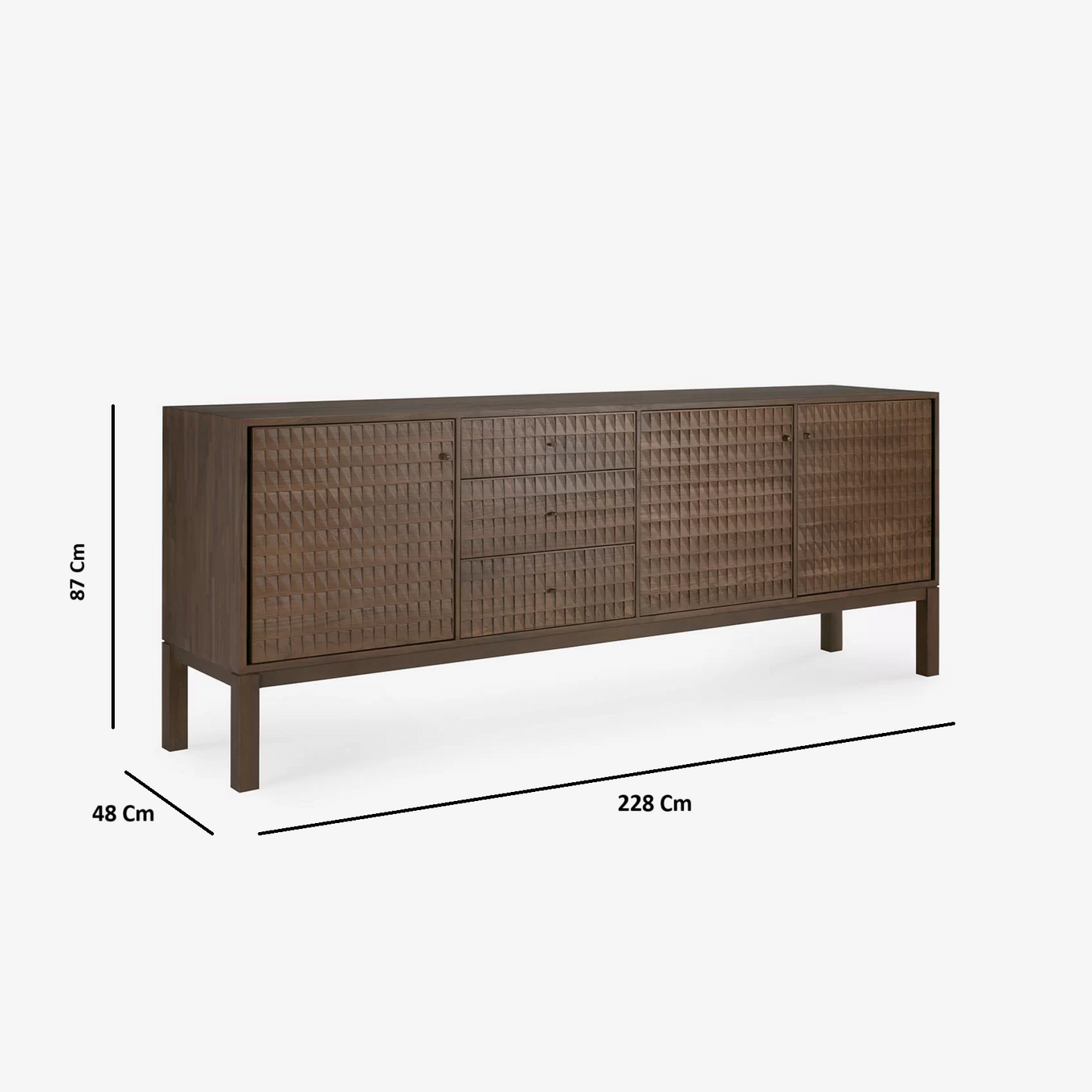 Solid Wood Sideboard Cabinet with Drawers for Living Room