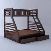 Solid Sheesham Wooden Bunk Bed with Storage Drawers