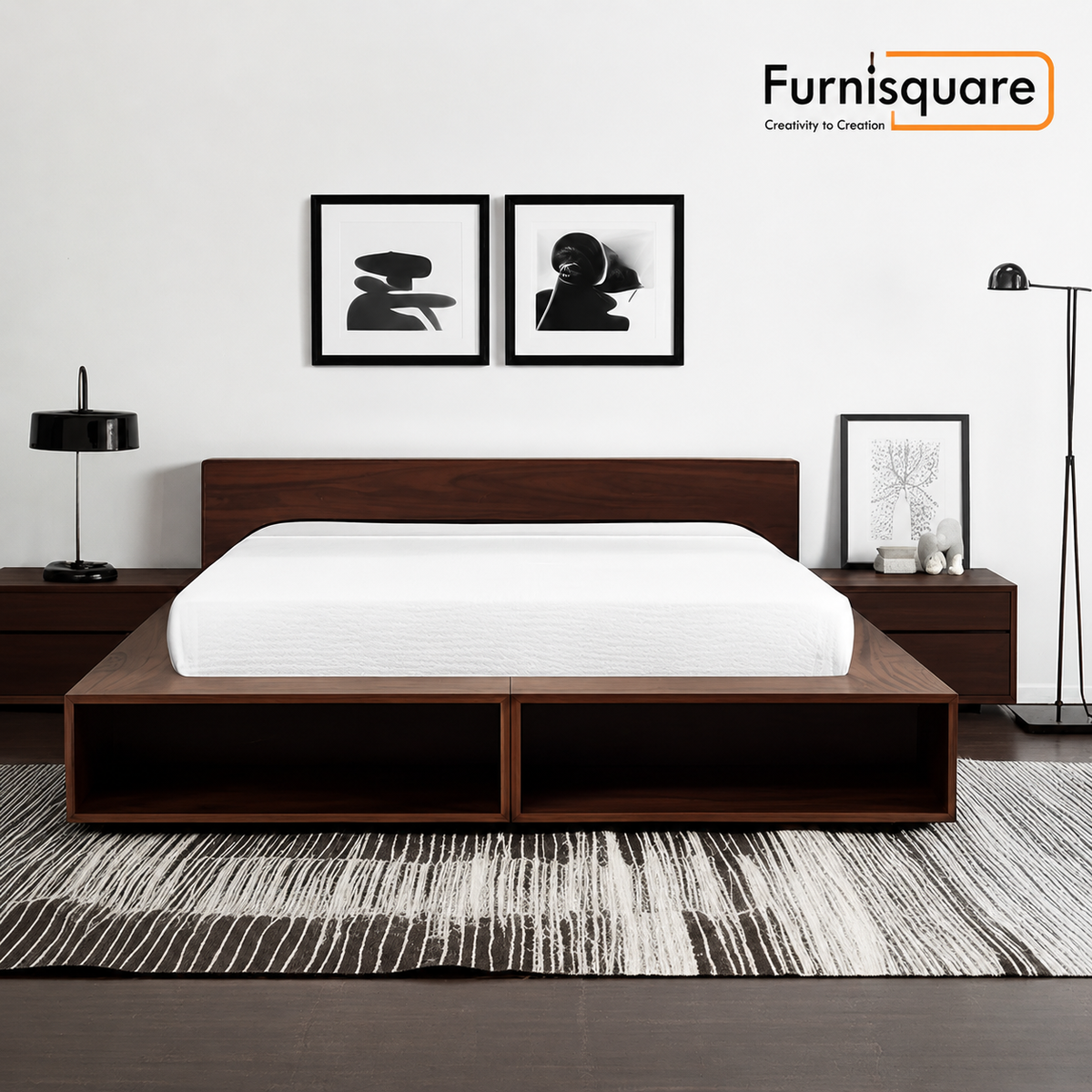 Solid Wood Queen Size Bed with Storage