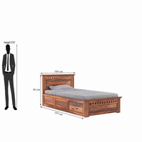 Solid Sheesham Wood Single Bed  with Storage  for Bedroom Home Furniture