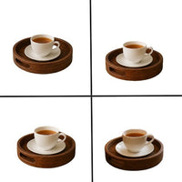 Wooden Round Serving Tray for Tea, Snacks & Coffee