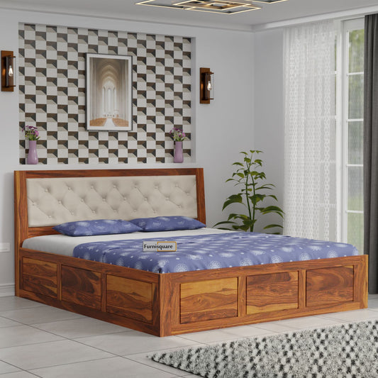 Wooden Queen Size Bed with Storage for Bedroom