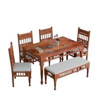 Solid Wood Dining Table 6 Seater with Cushioned Bench