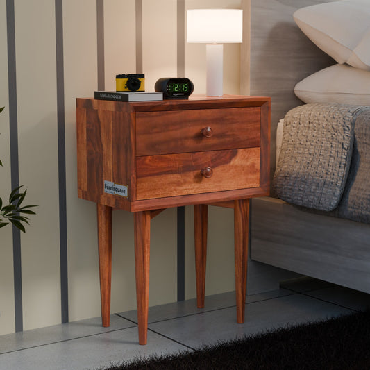 Solid Wood Nightstand for Bedroom with Drawers Storage