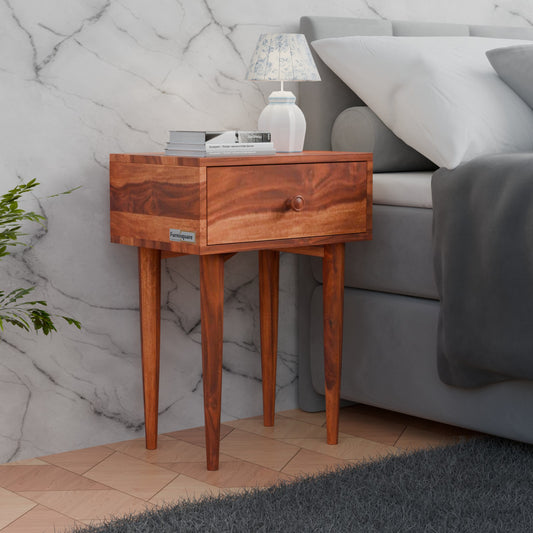 Wooden Nightstand with Drawer Storage for Bedroom