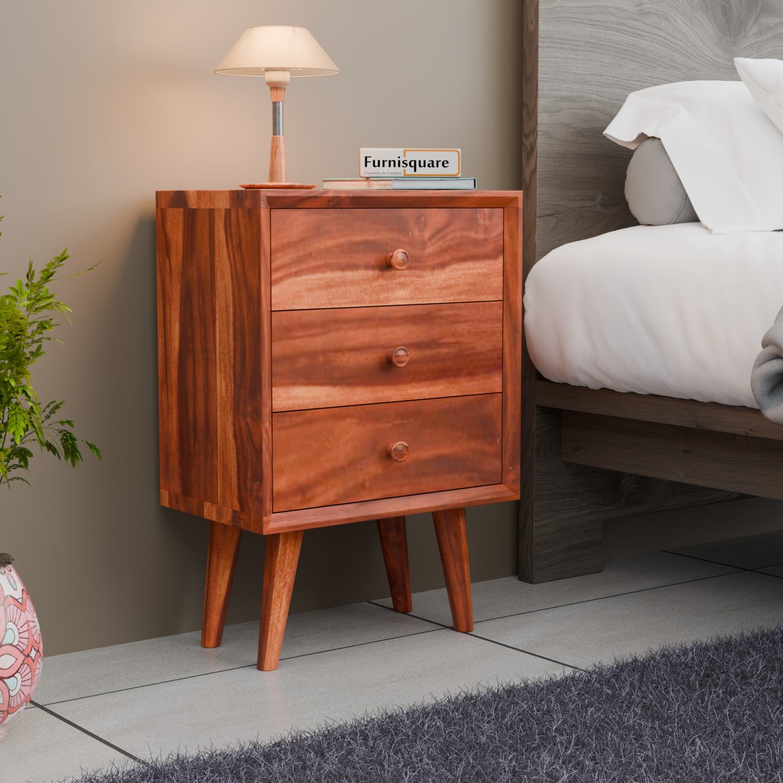 Sheesham Wood Bedside Table for Bedroom – Furnisquare