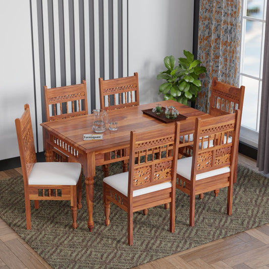 Solid Wood Dining Table 6 Seater Set for Dining Room