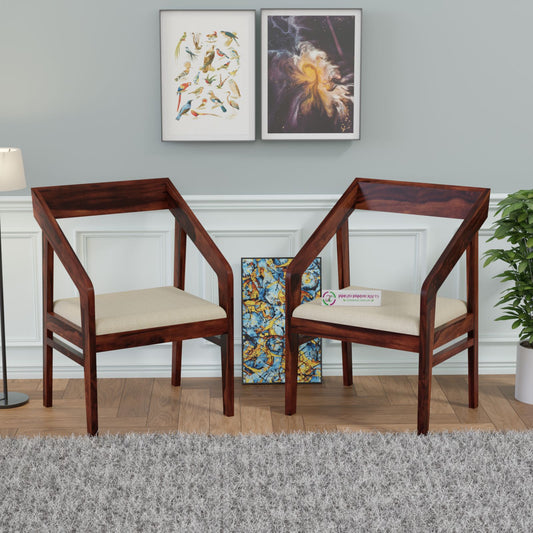 Solid Wood Dining Chair Set of 2 for Dining Room in Walnut Finish