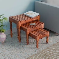 Sheesam Nesting Tables Set of 3 Stools for Decor & Living Room