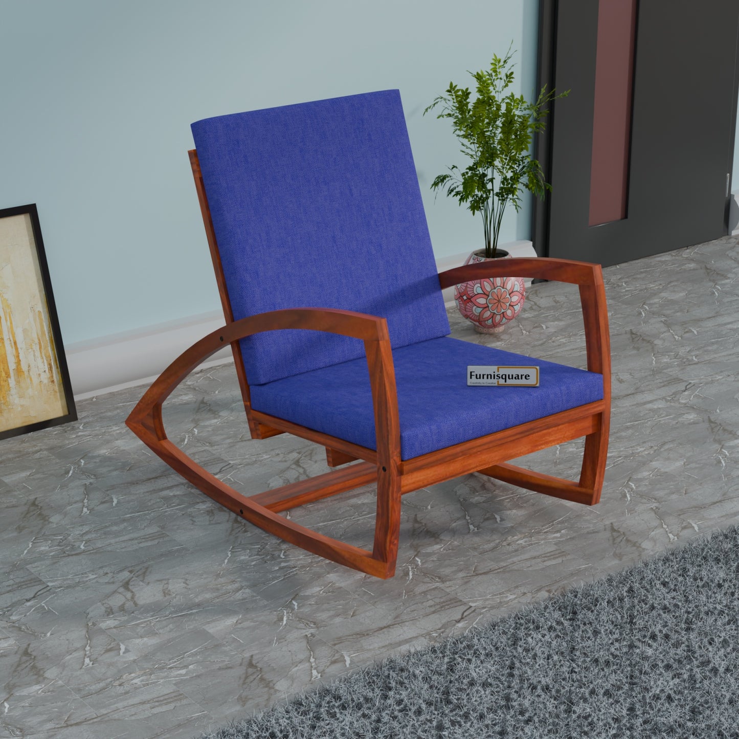 Solid Wood Rocking Arm Rest Chair for Living Room