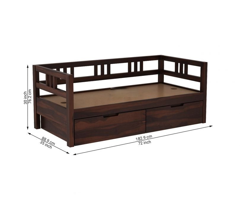 Solid Wood Divan with Storage for Living Room