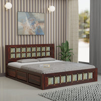 Wooden King Size Bed with Storage for Bedroom
