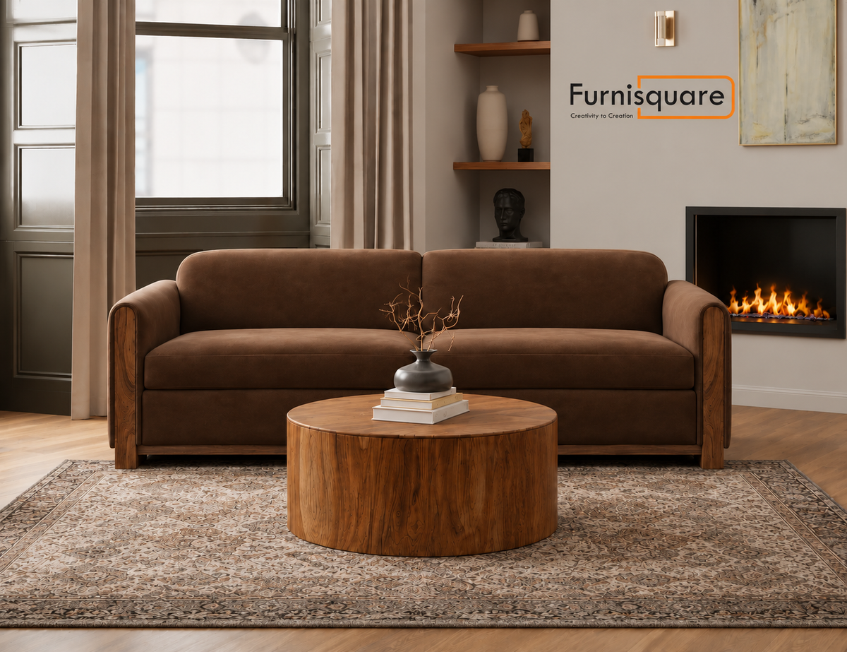 Wooden Upholstery Sofa Set 3-Seater for Living Room