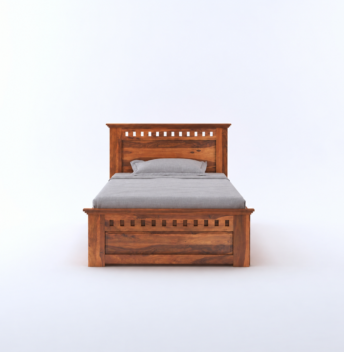 Solid Sheesham Wood Single Bed  with Storage  for Bedroom Home Furniture