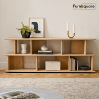 Wooden Low-Profile Bookshelf for Living Room