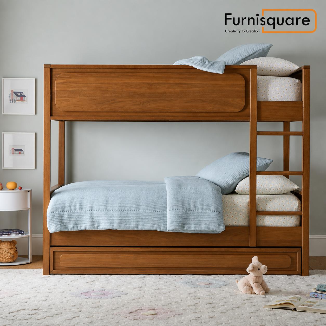 Solid Wood Bunk Bed in Natural Finish