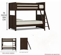 Solid Wood Bunk Bed in Espresso Finish
