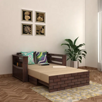 Solid Wood 2 Seater Sofa Cum Bed for Living Room Furniture