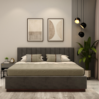 Queen Size Upholstered Bed with Cushioned Headboard