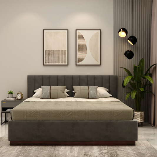 Queen Size Upholstered Bed with Cushioned Headboard