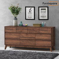 Wooden Chest of Drawer for Living Storage in Walnut Finish