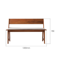 Wooden Bench with Upholstery Seat in Natural Finish