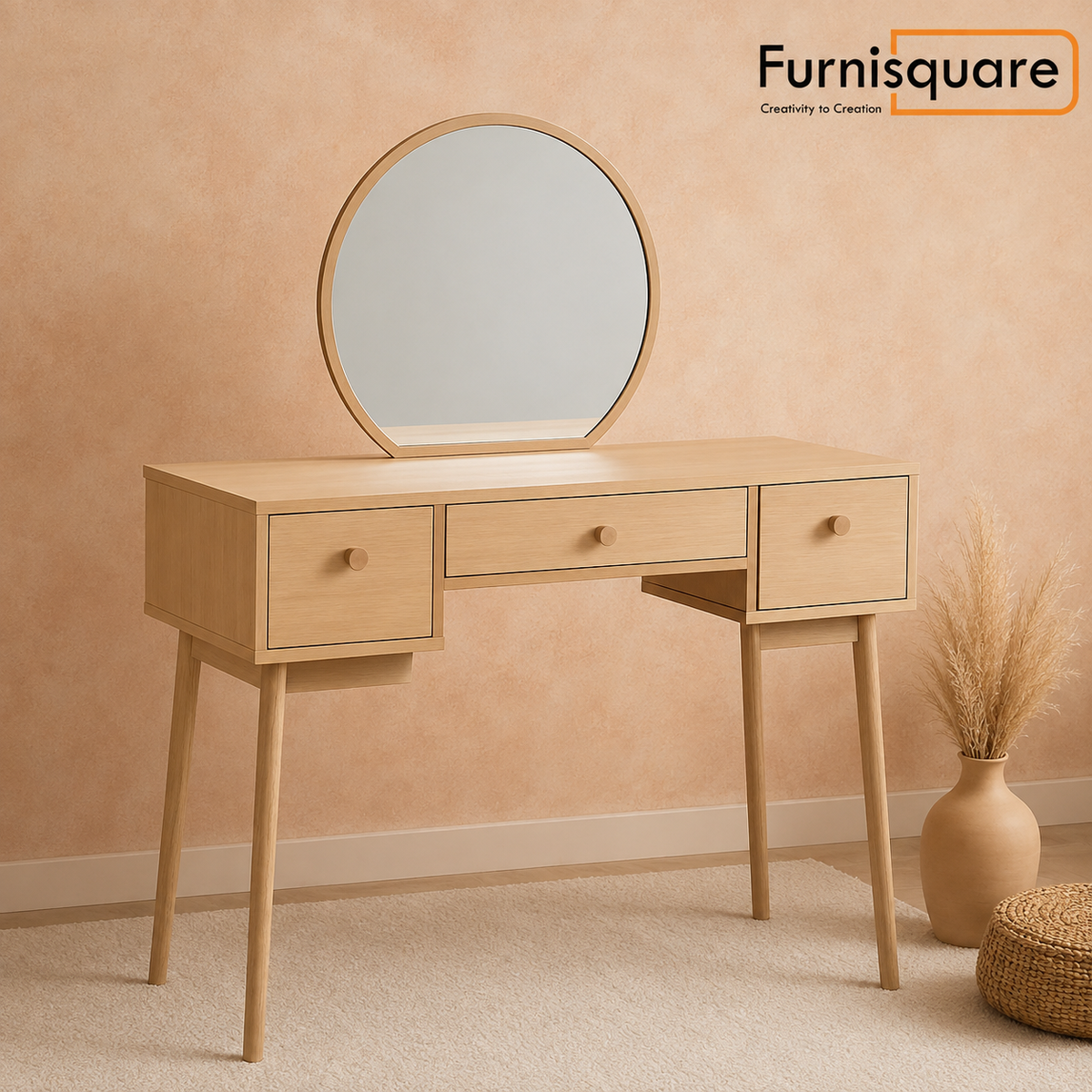 Solid Wood Dressing Table with Drawer for Bedroom