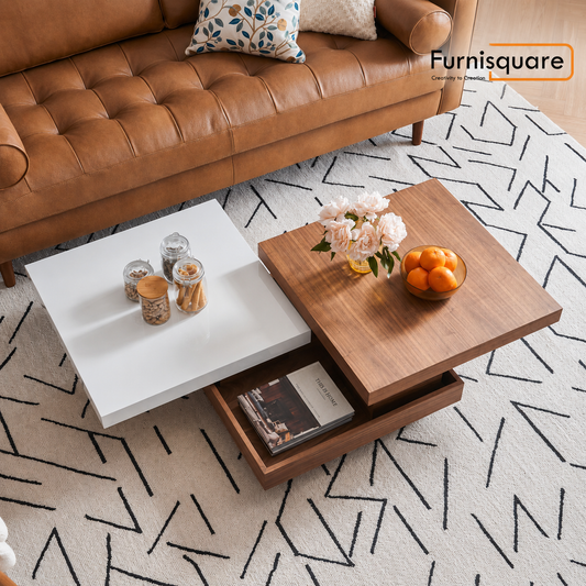 Wooden Extendable Coffee Table with Hidden Storage