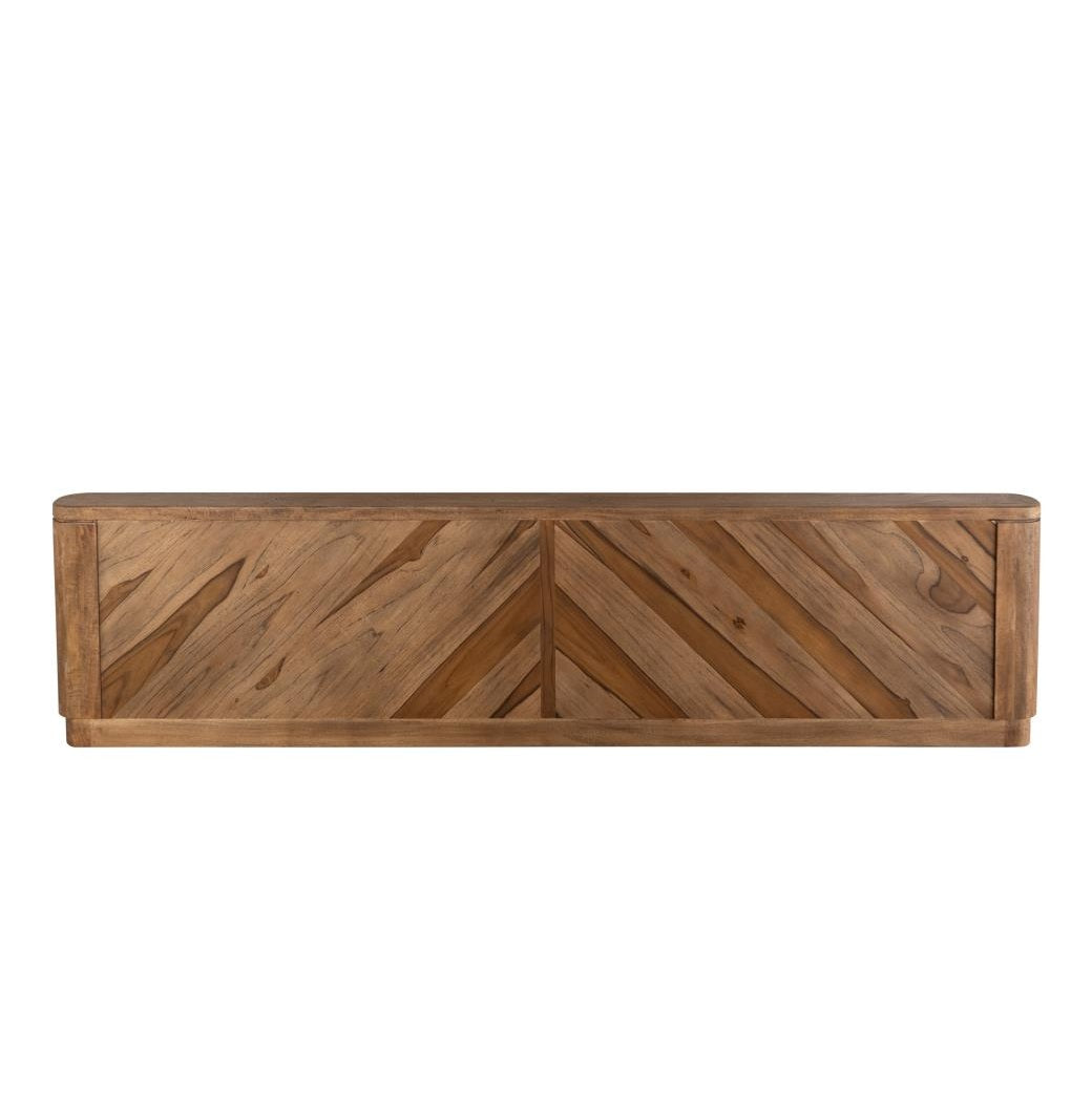 Wooden King Bed with Herringbone Wood Design