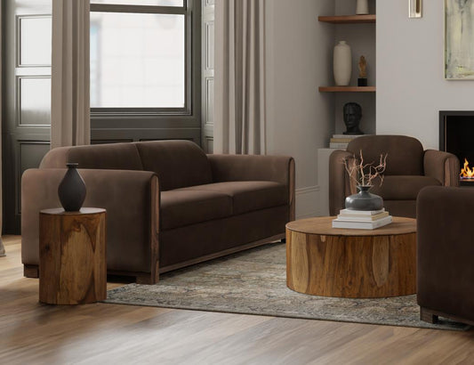 Wooden Upholstery Sofa Set 3-Seater for Living Room